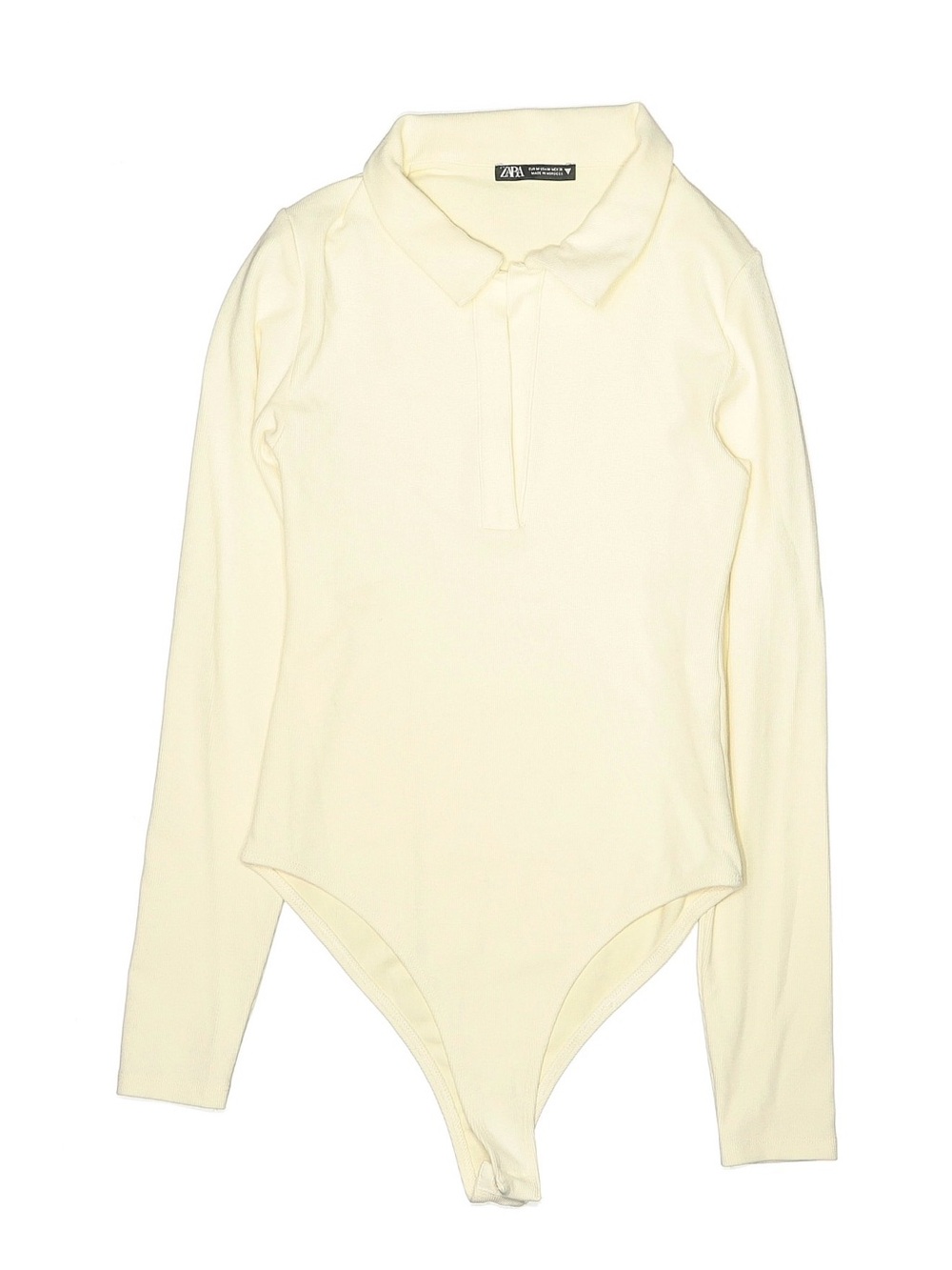 ZARA  Cream Long-Sleeve Neck Bodysuit